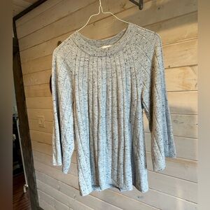 Loft | Grey Speckled Ribbed Knit Sweater